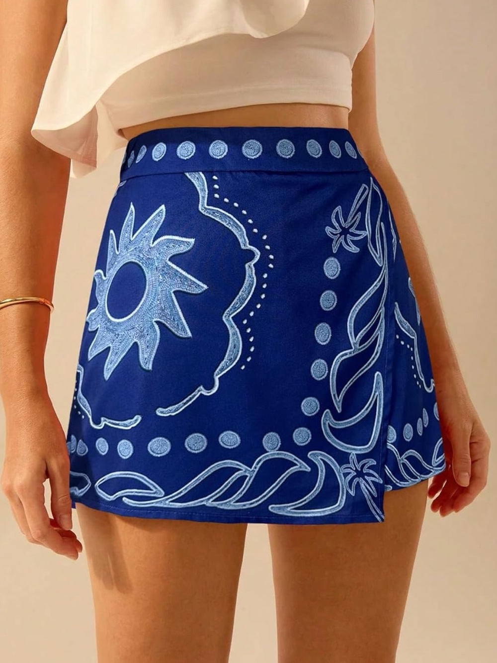 Blue Tropical Mini Skort with TAGS- XS